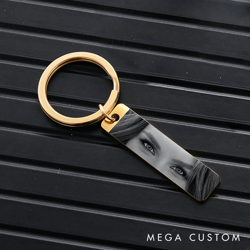 Personalized Human Eyes Keychain Engraved Your Eyes Photo keychian for Him or Her I with You keyring Birthday Gift for Boyfriend Lover