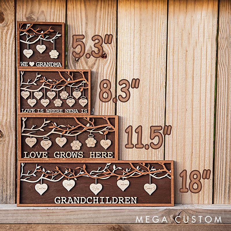 Family Tree Hanging Heart 3D Wall Hanging Decoration or Gift with Stand Perfect for Mothers Day Fathers Day