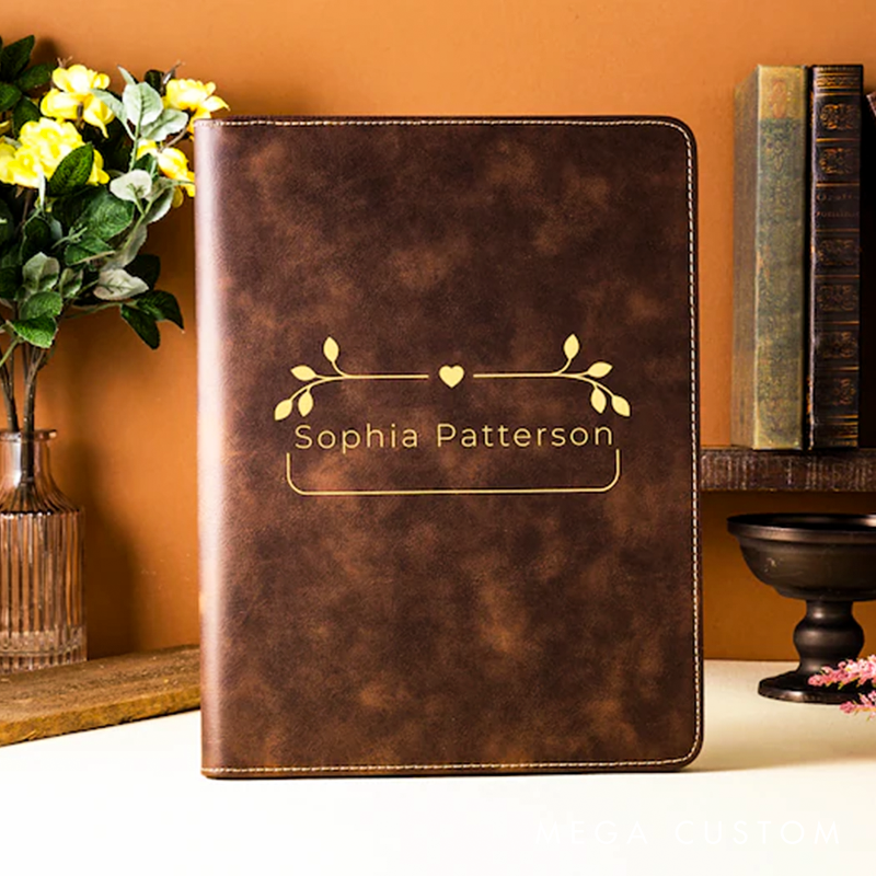 Personalized Refillable Portfolio Custom Portfolio With Zipper Custom Leather Portfolio Personalized Padfolio Business Gift Phd Gift