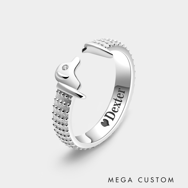 Personalized Sterling Silver Dog-Shaped Open Ring Necklace Necklace 925 Sterling Silver Gifts for Her