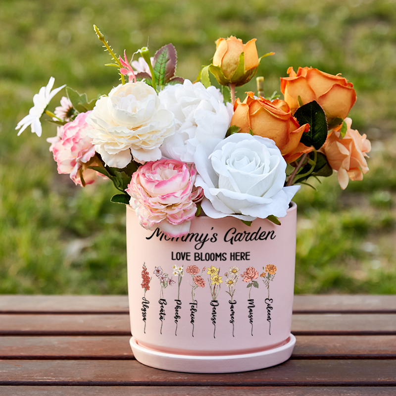 Personalized Gifts for Mom Custom Flower Pot Grandmas Garden Gift for Grandma Birth Flower Mom Gifts from Daughter