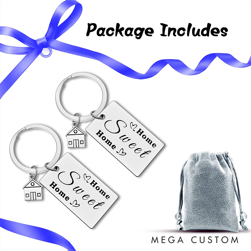 Personalized Housewarming Gifts for New Homeowners 2Pcs New Home Keychain Gift Sweet Home Gift for Couple Moving in Keyring Real Estate Gifts from Agent for Client Family Jewelry Gift Realtor Closing Gifts
