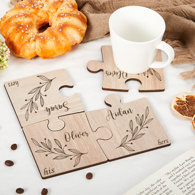 Personalised Couples Coaster Set Engraved Jigsaw Wooden Coaster His Her Gift Mr Mrs Gift Wood Valentine Gift Anniversary Gifts