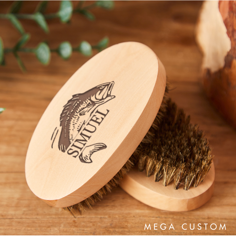 Personalized Wood Beard Comb & Brush Gift Set for Him Beard Care Kit Valentines Day Gift for Him