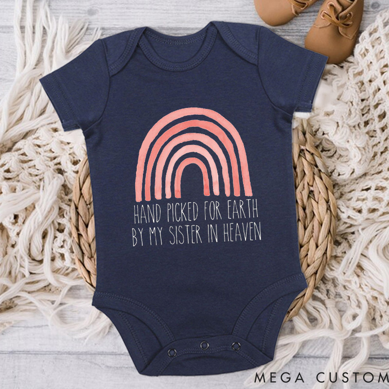 Personalized Handpicked for Earth by My Custom in Heaven Onesie Heaven Sent Onesie Baby Bodysuit Baby Shower Gift Baby Announcement Onesie New Baby