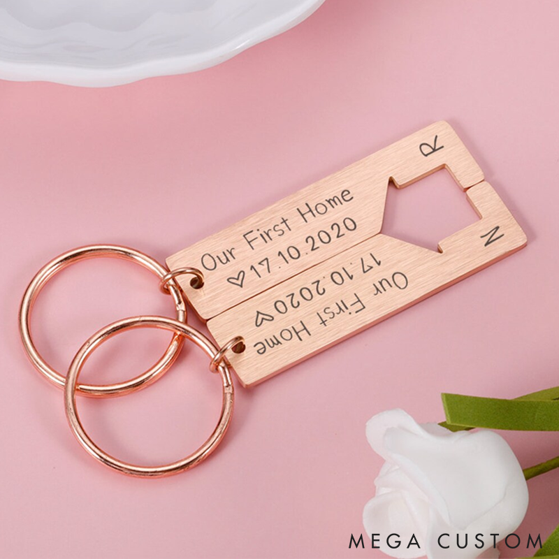 Personalized Puzzle Keychain Custom Couple keyring Our first home Matching Couple Gift Valentines Gifts Anniversary gift For boyfriend