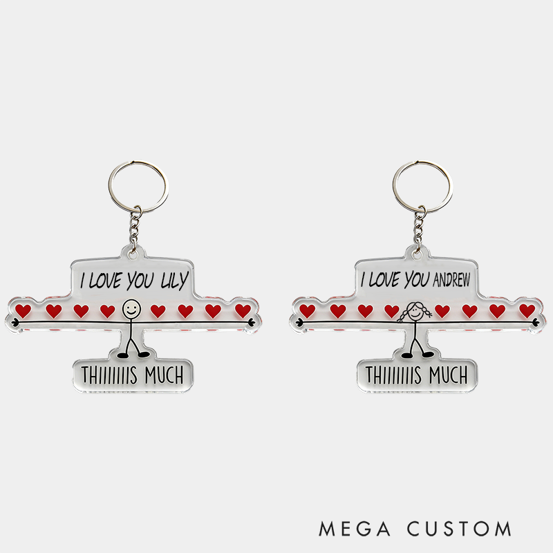 Personalized Shooting Hearts Couple Keychain Custom Text Romantic Holiday Gift for Couples