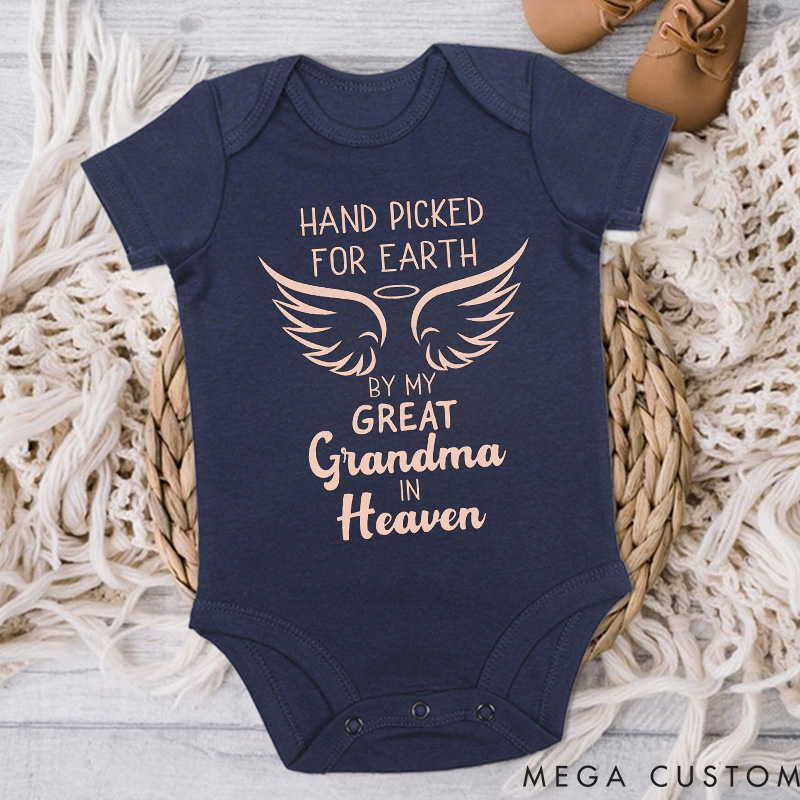 Personalized Handpicked for Earth by My Great Grandma Grandpa in Heaven Onesie Heaven Sent Onesie Bodysuit Baby Shower Gift Guardian Angel New Baby