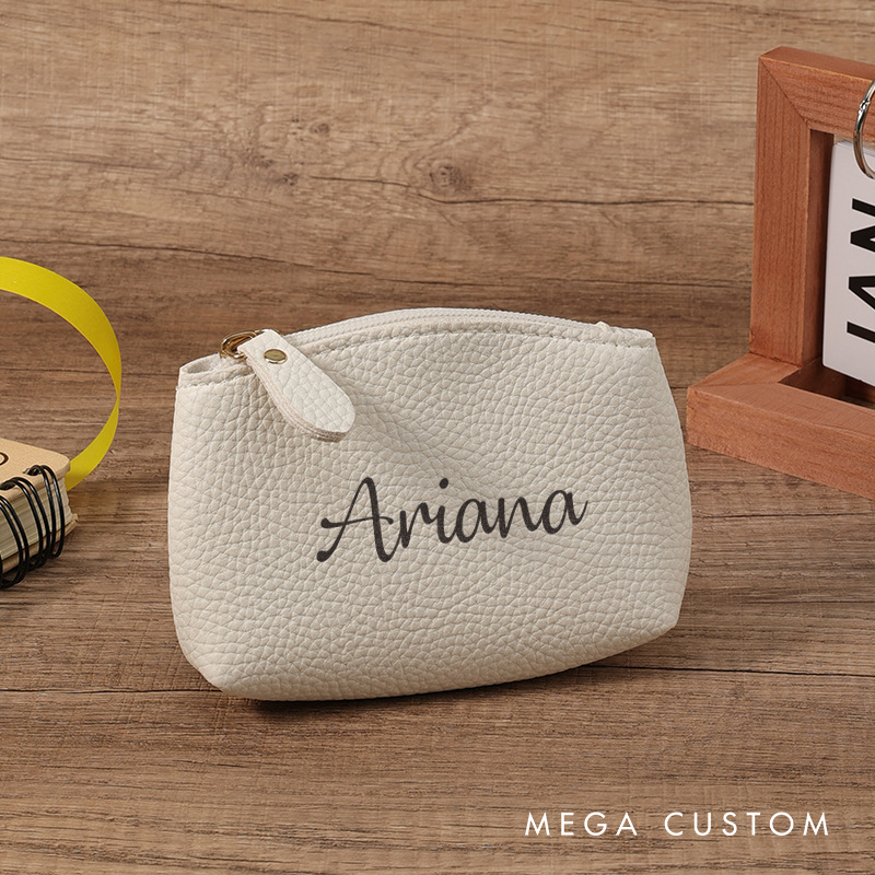 Personalized Leather Coin Purse Custom Leather Coin Purse Change Purse Small zipper wallet Makeup Pouch Travel Pouch