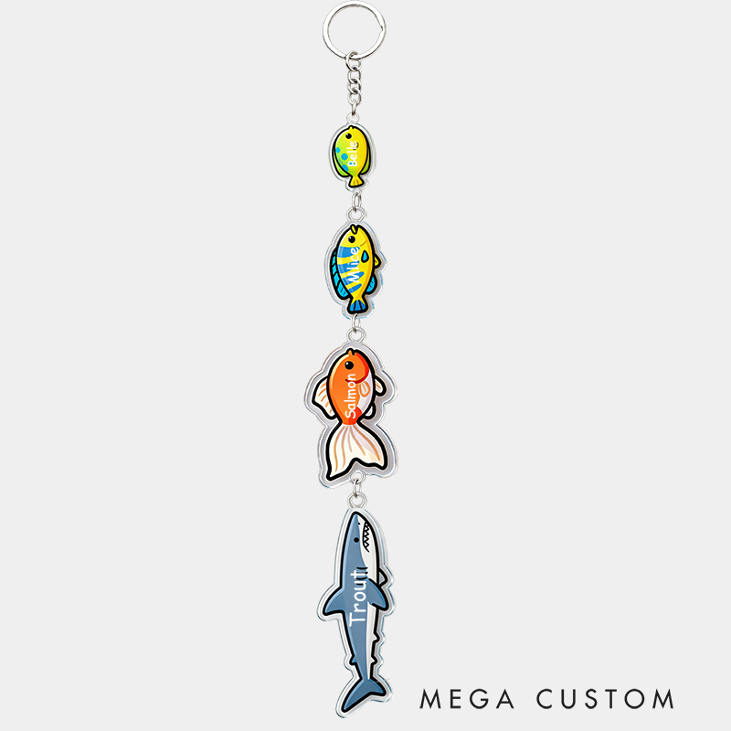 Personalized Big Fish Small Fish Keychain Family Bonding Gift Engraved Keychain Meaningful Present for Mom Dad Kids