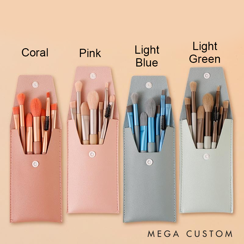  Personalised Makeup brush Set Custom Makeup Brush Travel Makeup Pouch Brush Gift for Her