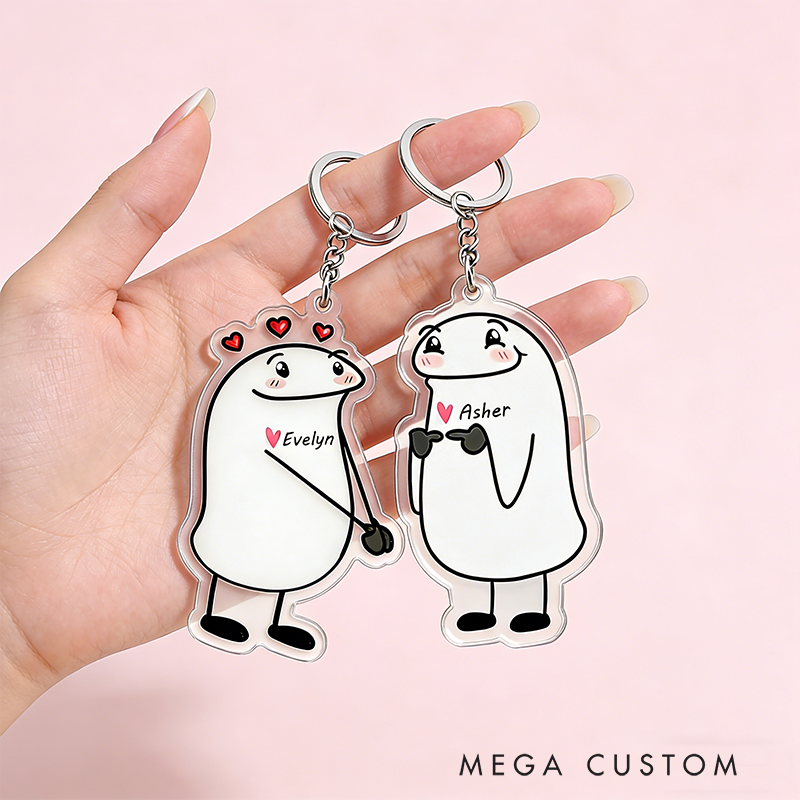 Personalized Sweet Confession Cartoon Keychain Engraved Keychain Playful Gift for Couples Romantic Holiday Gift