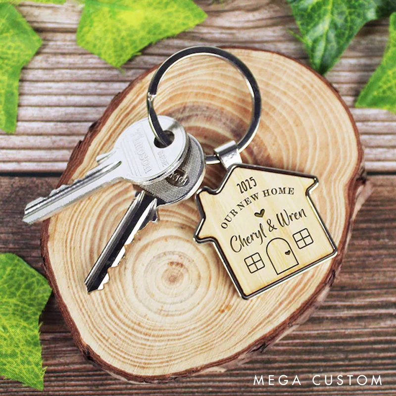 Personalised House Warming Keychain Our New Home Couples Keyring Set of 2 Moving House Gift New Home Key Rings His & Hers Homeowner