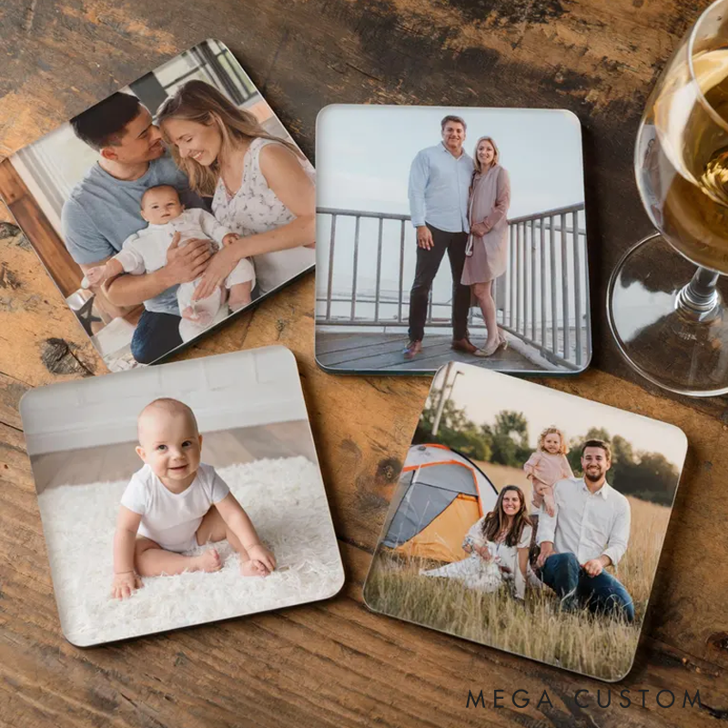 Personalized Photo Coasters Custom Acrylic Drink Coasters Photo Coaster Valentine's Day Gift Birthday Gift Anniversary Gifts