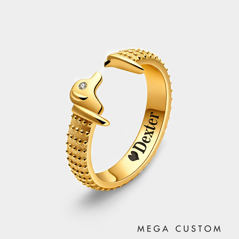 Personalized Personalized Dog Nailhead Ring with Engraved Message and Pet's Birthstone – Unique Sterling Silver Jewelry for Dog Lovers Rings 925 Sterling 