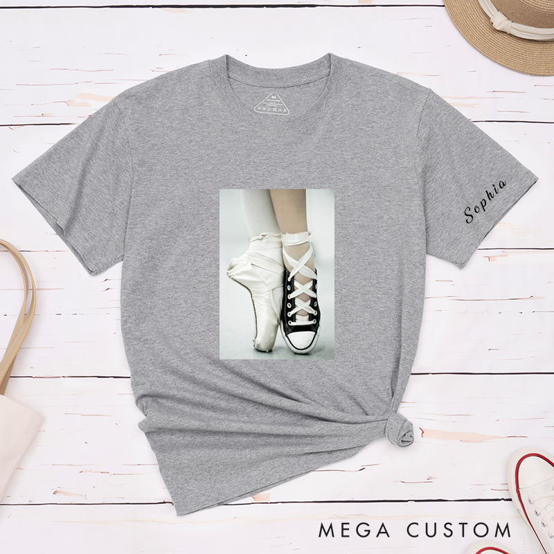 Personalized Ballet and Sneakers Classic T-Shirts Unique Custom Name Gift for Dancers and Dance Lovers Fashionable Casual Tee for Ballet Enthusiasts