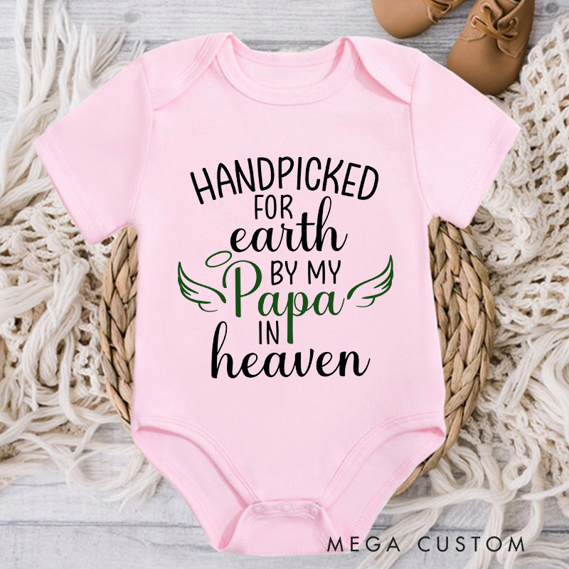 Personalized Handpicked for Earth Onesie in Heaven Onesie Bodysuit Baby Announcement Onesie Baby Shower Gift Heaven Sent Onesie New Baby Gift