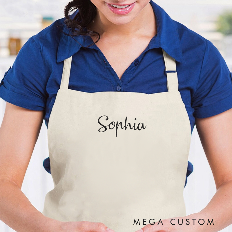 Personalized Apron with Name Custom Holiday Apron with Pockets Embroidered Name Aprons Family Apron Kitchen Cooking Apron Gifts