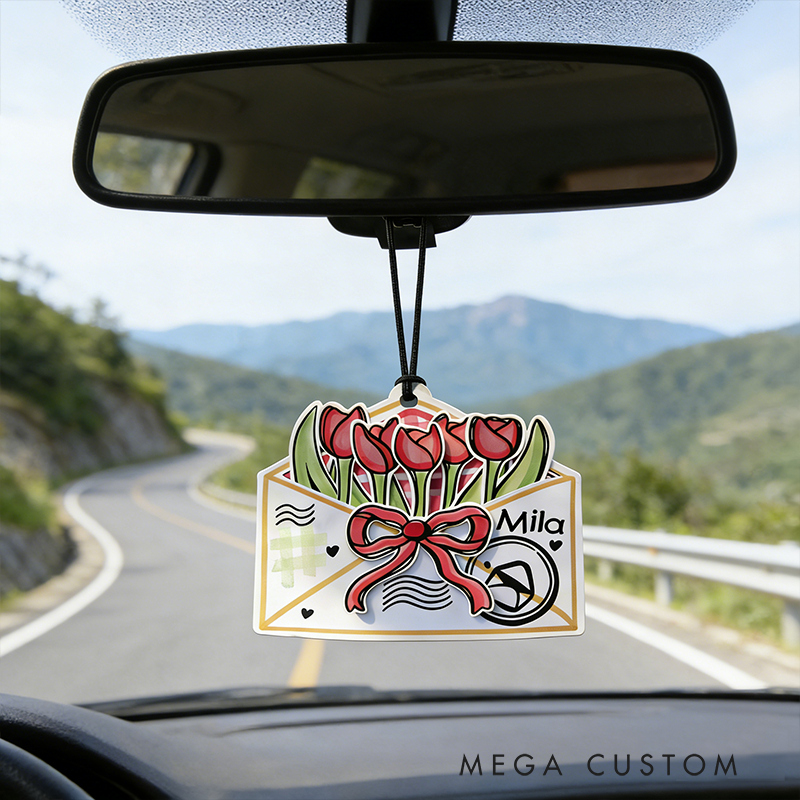 Personalized Blossom Envelope Keychain Engraved Keychain Meaningful Gift for Partners Love Message Holiday Present