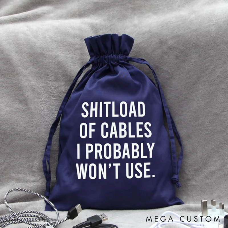 Personalized Cables Drawstring Bag Custom Cable Storage Gift for Him Gift for Dad Men's storage Dad Gift Valentines or Him