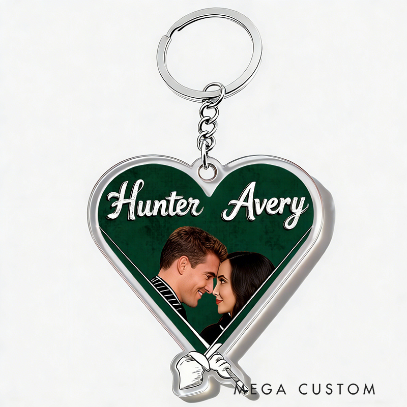 Personalized Love Gaze Keychain Custom Photo Engraved Keychain Cherished Gift for Lovers
