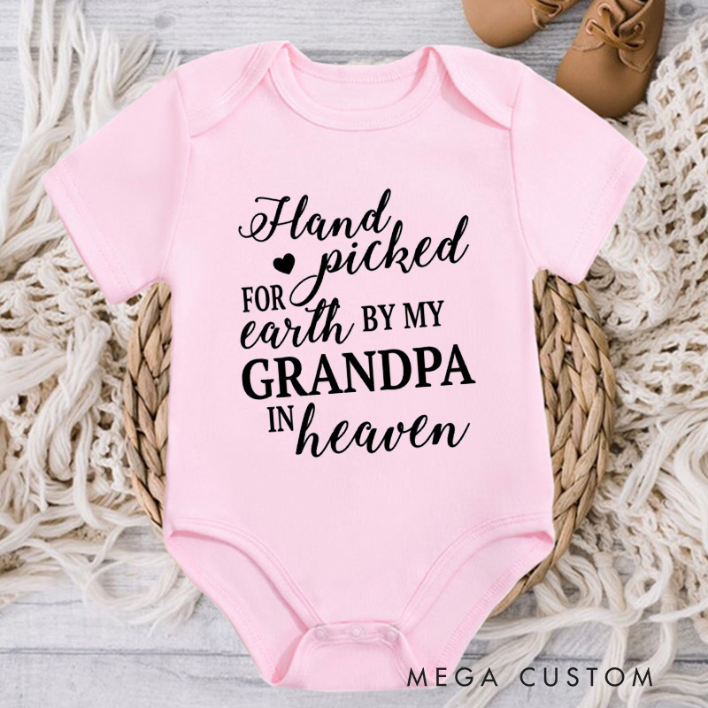 Personalized Handpicked for Earth by My Custom in Heaven Onesie Baby Bodysuit Announcement Onesie Baby Shower Gift Heaven Sent Onesie New Baby Gift