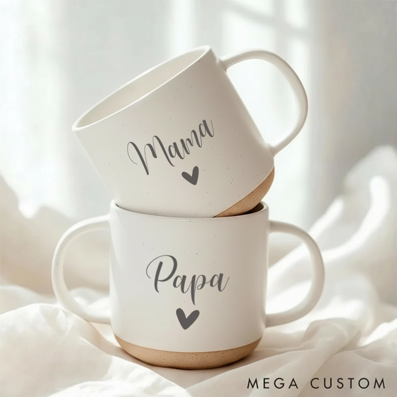 Personalized Engraved Couple Pottery Mug Valentine's Day Gift for Couple Him Her Custom Wedding Mugs Anniversary Gift for Husband  Wife