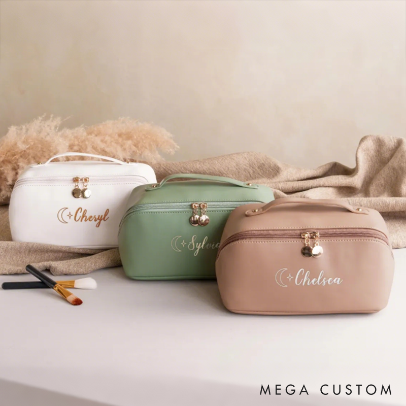 Personalized Embroidered Makeup Bag with Name, Wedding Bridesmaids Gift, Personalized Cosmetics Travel Storage Organizer,Custom Travel Makeup Bag for Her