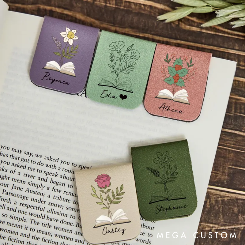 Personalized Birth Flower Magnetic Bookmark A Meaningful Book Lover Gift for Women