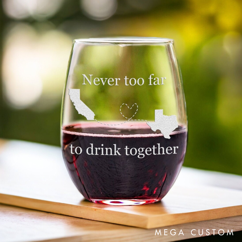 Long Distance Relationship Glass Set Valentines Day Gift for Couple Custom Gift for Best Friend