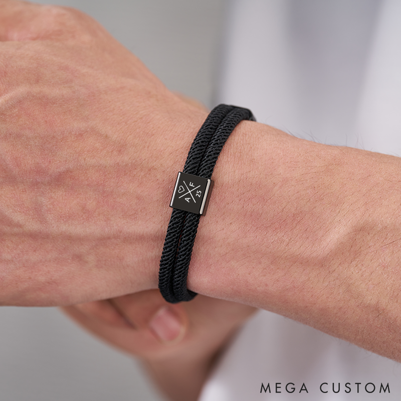 Personalized Bracelet for Him Adjustable Sliding Knot Bracelet Gift For Boyfriend Husband Anniversary Gift Couple Gift 