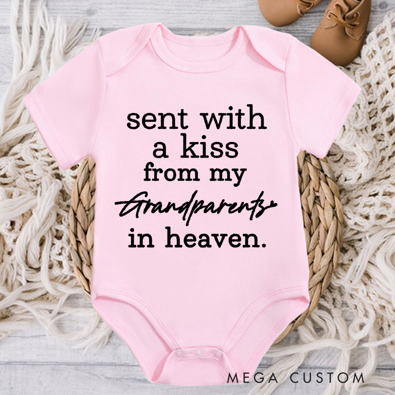 Personalized Sent with A Kiss from My Custom in Heaven Baby Bodysuit Newborn Onesie Baby Shower Gift Baby Announcement Onesie Heaven Sent New Mom Gift