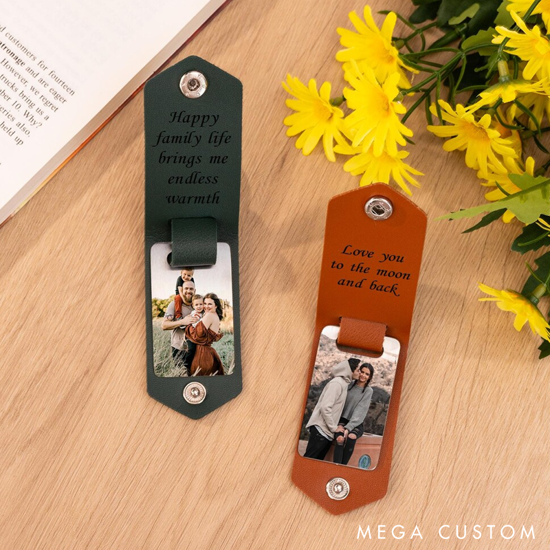 Personalized Leather Keychain with Photo Keychain for Men Custom Gift for Him Unique Photo Gift For Boyfriend Valentine's Day Gift Anniversary Gift
