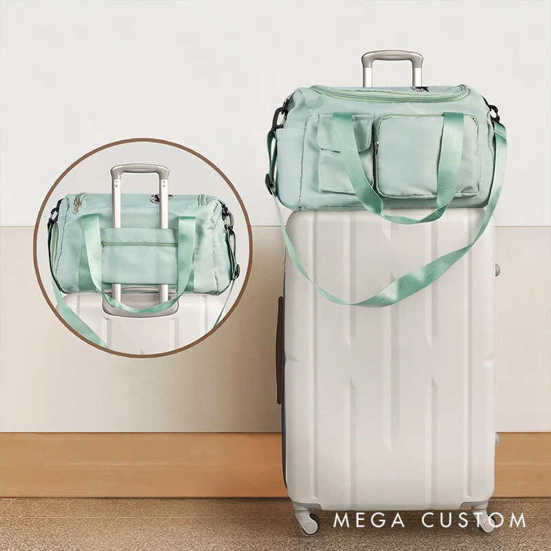 Personalized American Football Girl Birth Flower Name Waterproof Large Duffle Bag with Shoe Compartment and Shoulder Strap Birthday Gift for Women Girls