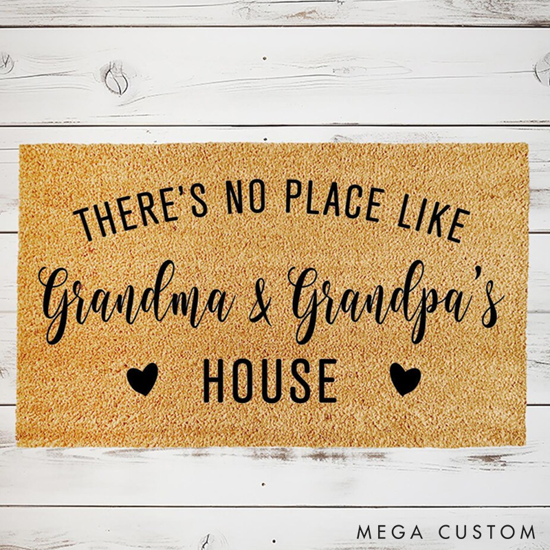 Personalized Gift for Grandparents Custom Grandparent Doormat Gift for Mom There's No Place Like Grandma and Grandpa's House