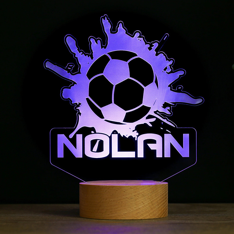 Personalized Soccer LED Night Light with Custom Player Name for Kid's Decor Lamp Birthday Gift