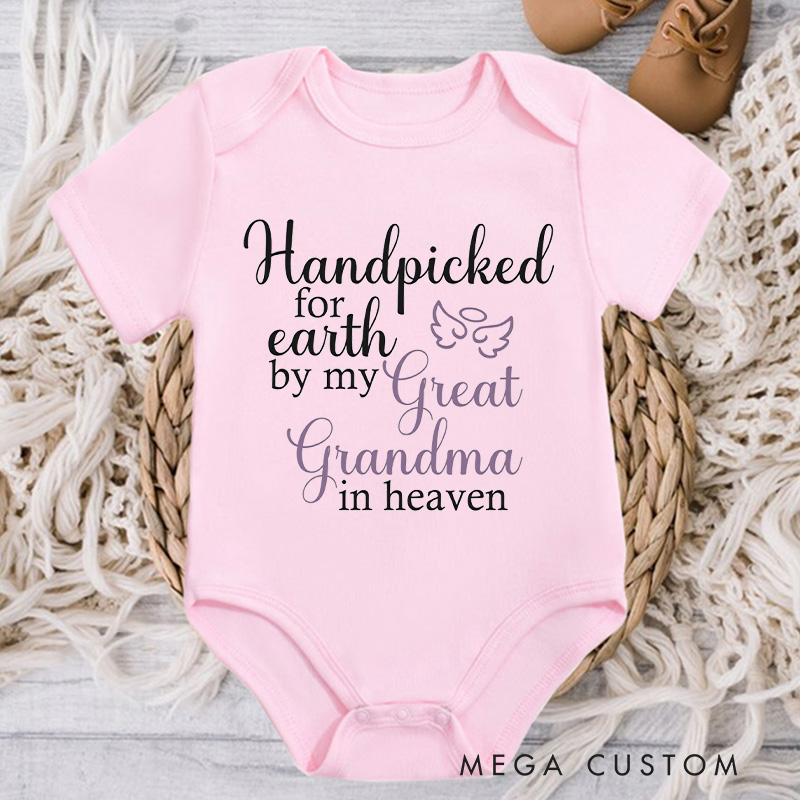 Personalized Onesie Handpicked for Earth by My Custom in Heaven Bodysuit Baby Announcement Onesie Baby Shower Gift Heaven Sent Onesie New Baby Gift