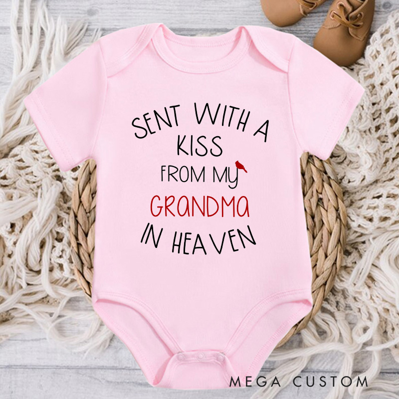 Personalized Sent with A Kiss from My Custom Name in Heaven Baby Bodysuit Newborn Onesie Baby Shower Gift Announcement Onesie Heaven Sent New Baby