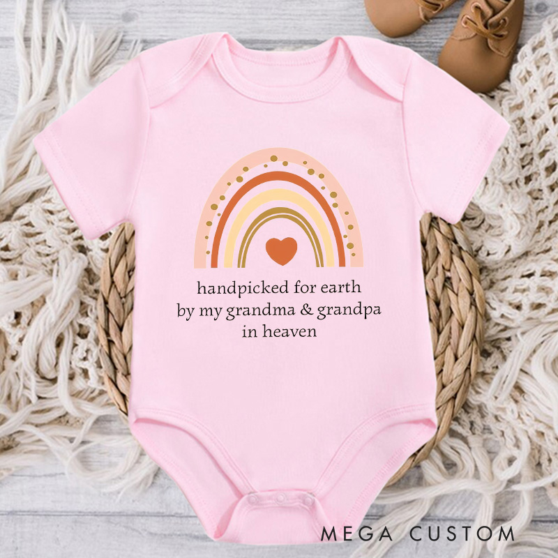 Personalized Onesie Handpicked for Earth by My Grandma and Grandpa in Heaven Custom Bodysuit Heaven Sent Onesie Baby Announcement Baby Shower Gifts