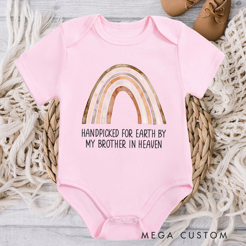 Personalized in Heaven Baby Onesie Handpicked For Earth by My Custom in Heaven Bodysuit Memorial Baby Announcement Heaven Sent Baby Shower Gift