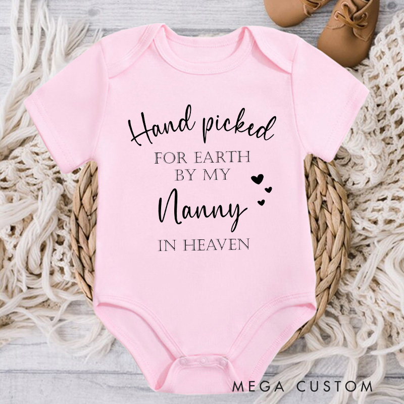 Personalized Handpicked for Earth by My Custom in Heaven Bodysuit Memorial Onesie Baby Announcement Bodysuit Heaven Sent Onesie Baby Shower Gift