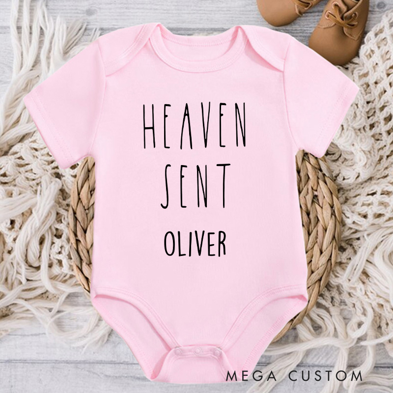 Personalized Heaven Sent Onesie with Baby Name Bodysuit Memorial Onesie Baby Announcement Onesie Bodysuit Baby Shower Gift Sentimental Baby Clothes