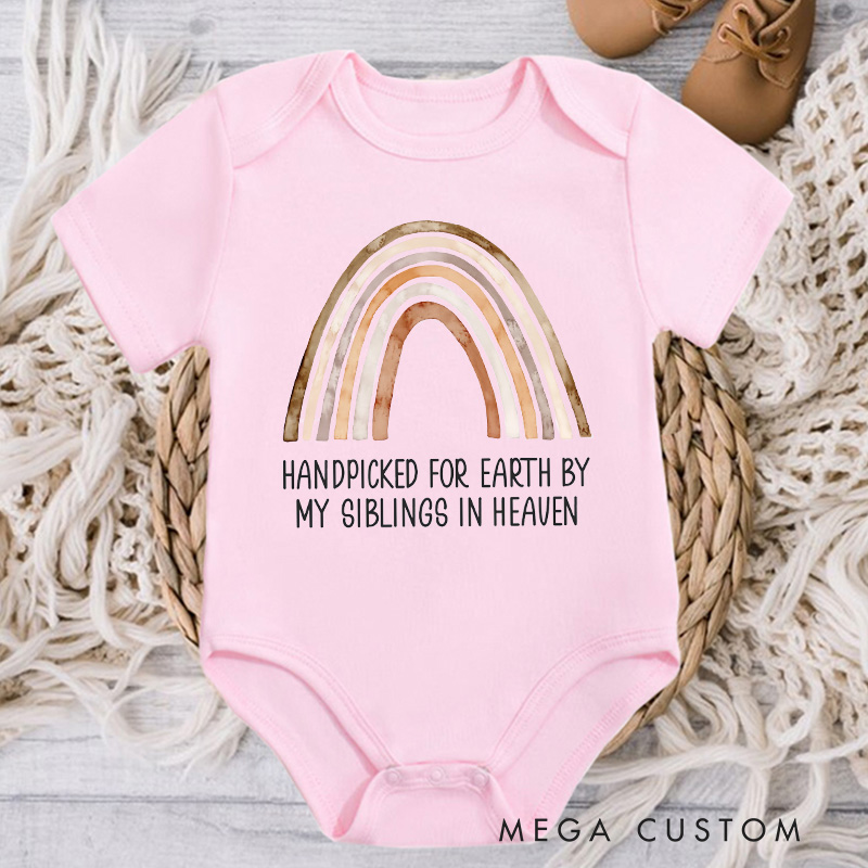 Personalized in Heaven Baby Onesie Handpicked For Earth by My Custom in Heaven Bodysuit Baby Memorial Announcement Onesie Heaven Sent Baby Shower Gift