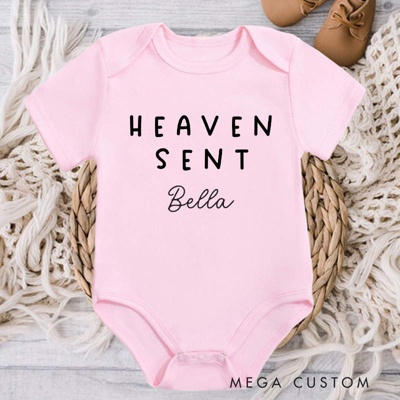 Personalized Heaven Sent Onesie with Name Memorial Bodysuit Baby Announcement Onesie Bodysuit Baby Shower Gift Sentimental Baby Clothes