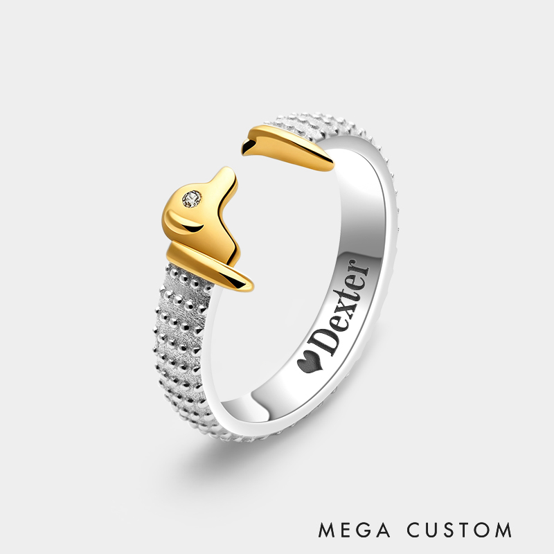 Personalized Personalized Dog Nailhead Ring with Engraved Message and Pet's Birthstone – Unique Sterling Silver Jewelry for Dog Lovers Rings 925 Sterling 