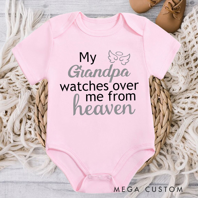 Personalized My Custom Name Watches over Me from Heaven Onesie Baby Bodysuit Heaven Sent Onesie Toddler Shirt Infant Shirt Custom Baby Shower Gift