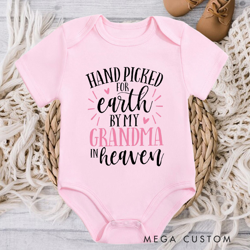 Personalized Hand Picked for Earth Onesie in Heaven Onesie Custom Heaven Sent Onesie Baby Announcement Bodysuit Baby Shower Gift In Memory of Bodysuit