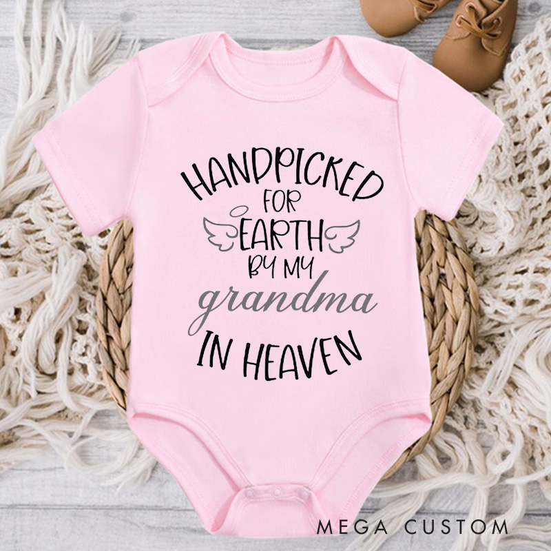 Personalized Handpicked for Earth Onesie Custom Heaven Sent Baby Bodysuit in Heaven Onesie Baby Onesie Announcement Onesie Baby Shower Gift New Baby