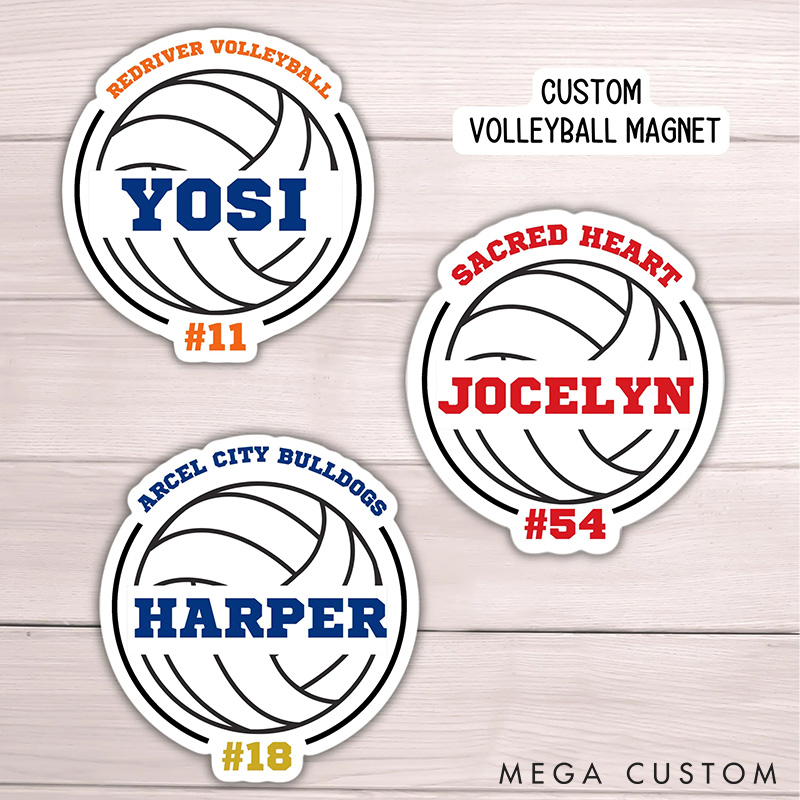 Personalized Volleyball Player Decal Fridge Magnets with Custom Team Name ,Player Name and Number