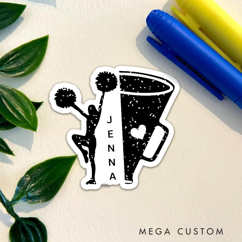 Personalized Sport Cheerleader Team Spirit Sticker, Customize with Player Name for Cheer Gift